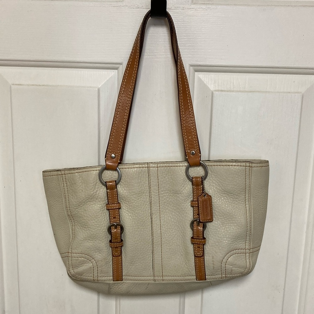Tan and brown coach purse